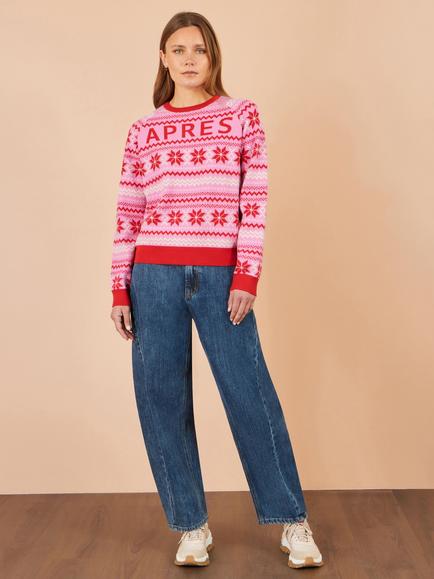 Yumi Après Fair Isle Knit Jumper, Red - view 2, Red