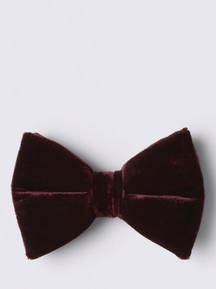 Moss Velvet Bow Tie, Burgundy Red, Burgundy Red