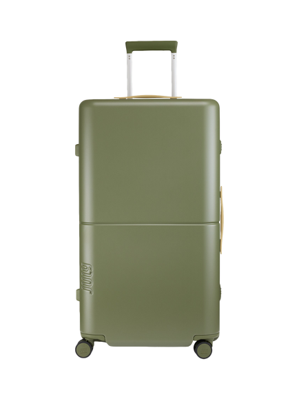 July 4-Wheel Checked Plus Trunk Suitcase, 110L, Matte Moss Green