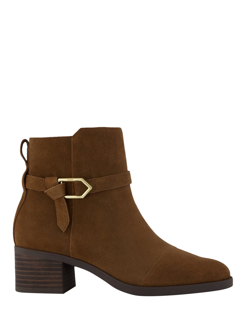 TOMS Delilah Buckle Suede Ankle Boots, Hot Cocoa