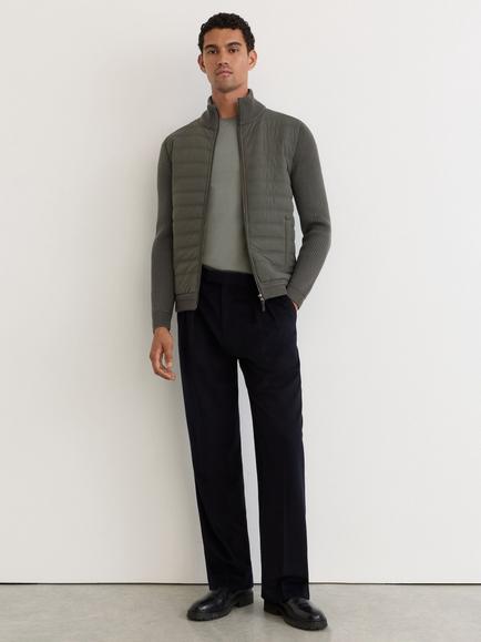 Reiss Townsend Quilted Rib Knit Funnel Neck Jacket, Army Green - view 2, Army Green