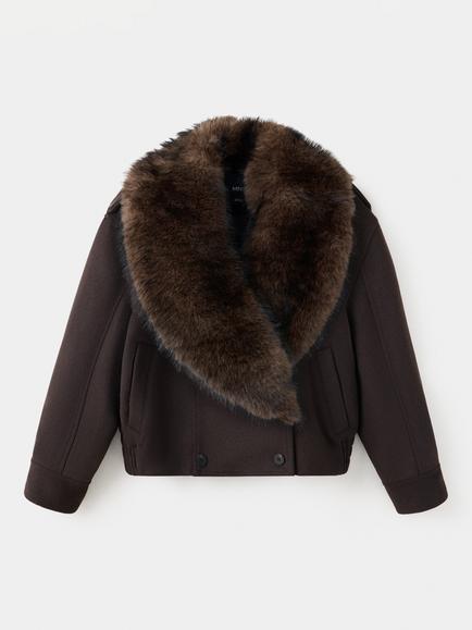 Mango Double Breasted Pea Coat, Chocolate - view 2, Chocolate