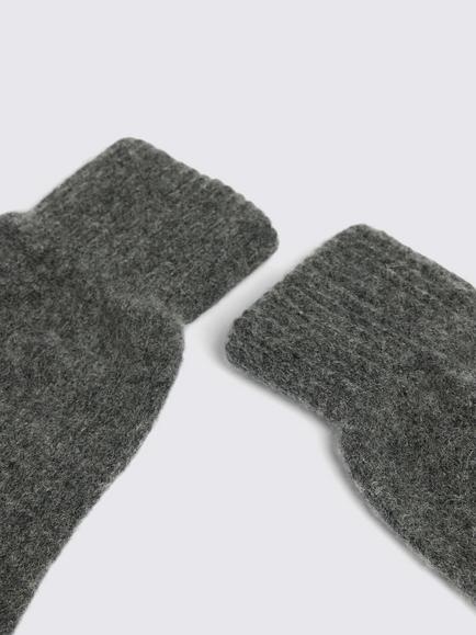 Moss Wool Cashmere Blend Gloves, Charcoal Grey - view 2, Charcoal Grey