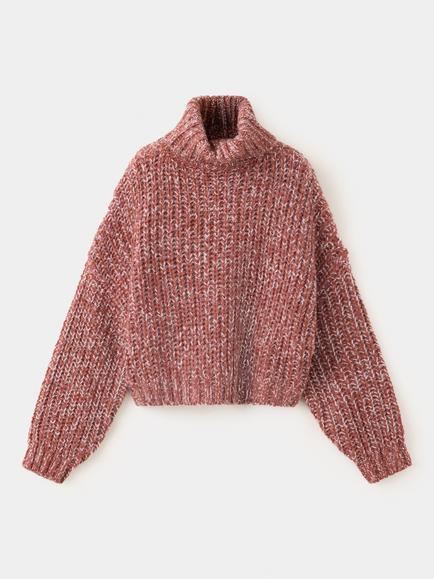 Mango Kids' Chunky Knit Roll Neck Jumper, Terracotta, Terracotta