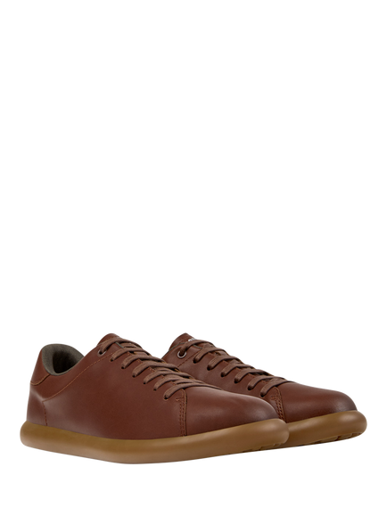 Camper Pelotas Soller Leather Lace Up Trainers, Brown - view 2, Brown