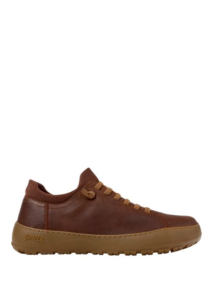 Camper Peu Serra Leather Lace Up Trainers, Brown, Brown