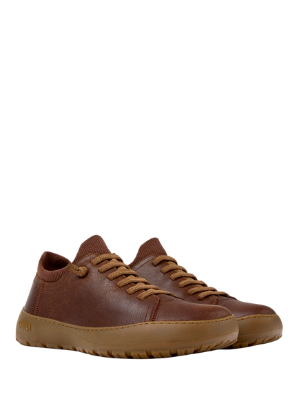 Camper Peu Serra Leather Lace Up Trainers, Brown - view 2, Brown