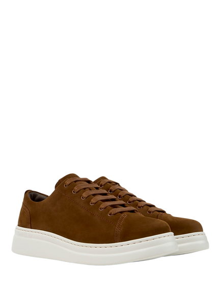 Camper Runner Up Nubuck Lace Up Trainers, Brown - view 2, Brown