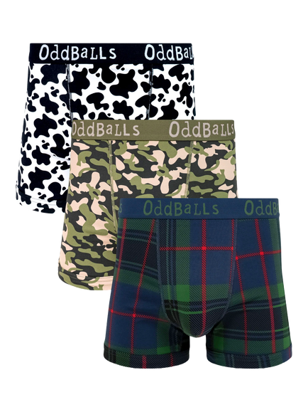 OddBalls Stretch Cotton Boxer Short Shorts, Pack of 3, Multi, Multi
