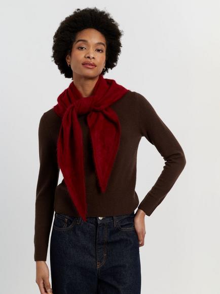 Chinti & Parker Pure Cashmere Bandana - view 2, Cherry