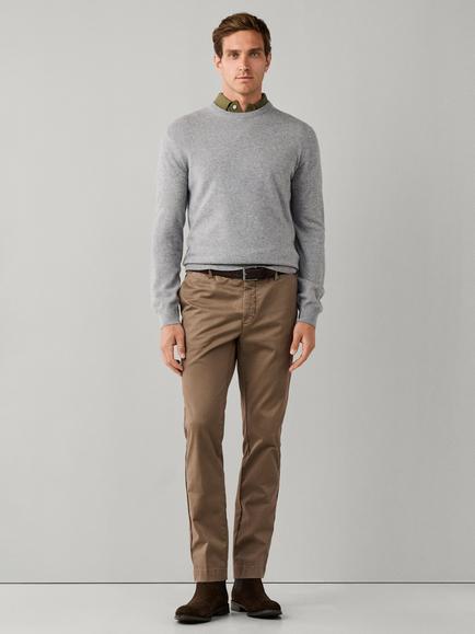 Hackett London Merino Wool Blend with Cashmere Crew Neck Jumper - view 2, Putty Beige