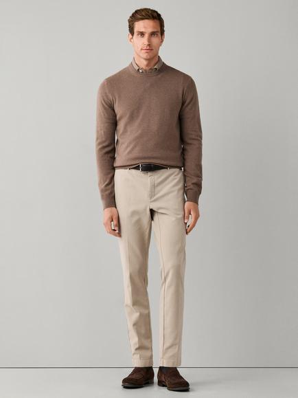 Hackett London Merino Wool Blend with Cashmere Crew Neck Jumper - view 2, Natural Beige