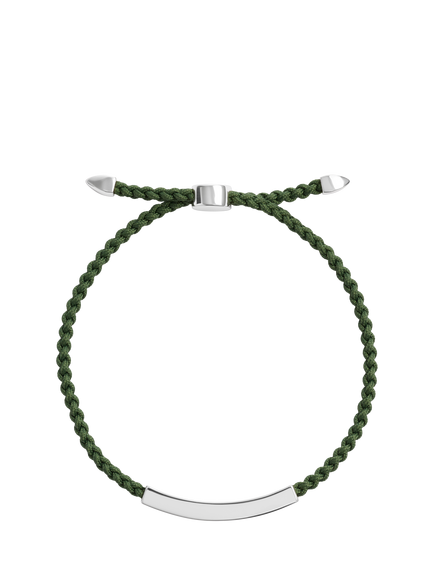 Monica Vinader Linear Bar Cord Friendship Bracelet, Green
