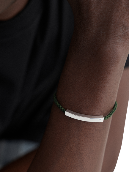 Monica Vinader Linear Bar Cord Friendship Bracelet - view 2, Green