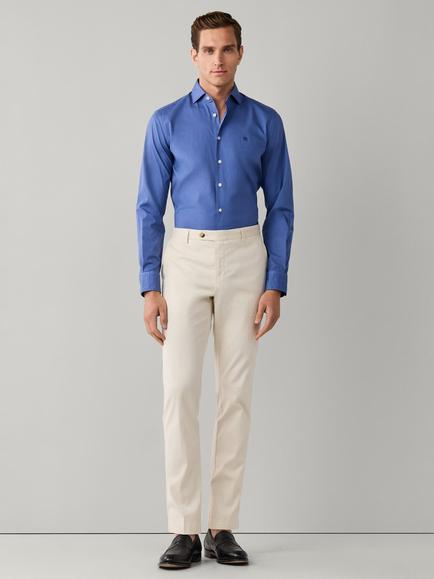 Hackett London Tailored Fit Cotton Stretch Poplin Shirt - view 2, Steel Blue