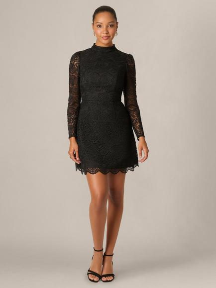 Adrianna Papell Sequin Lace Mini Dress, Black - view 2, Black