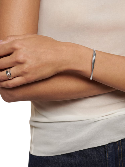 Monica Vinader Nura Reef Irregular Bangle - view 2, Silver