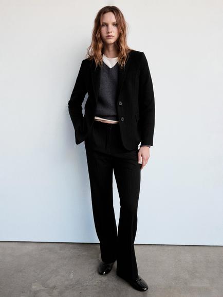 Mango Tailored Single Breasted Blazer, Black, Black