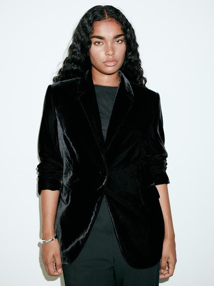 Mango Classic Collar Single Breasted Blazer, Black, Black
