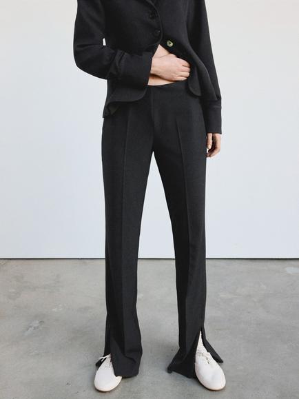 Mango Tailored Flared Trousers, Grey, Grey