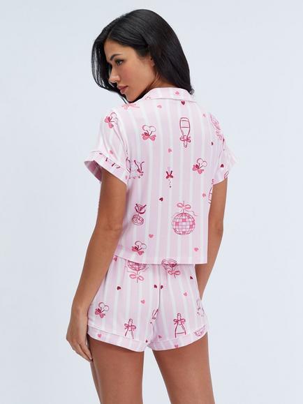 Boux Avenue Disco Modal Short Pyjama Set, Pink - view 2, Pink