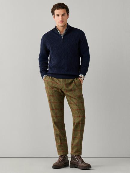 Hackett London Cable Half Zip Wool Jumper - view 2, Old Navy