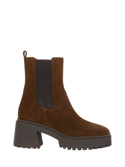 Bobbies Amara Suede Block Heel Chunky Ankle Boots, Rockies Brown, Rockies Brown