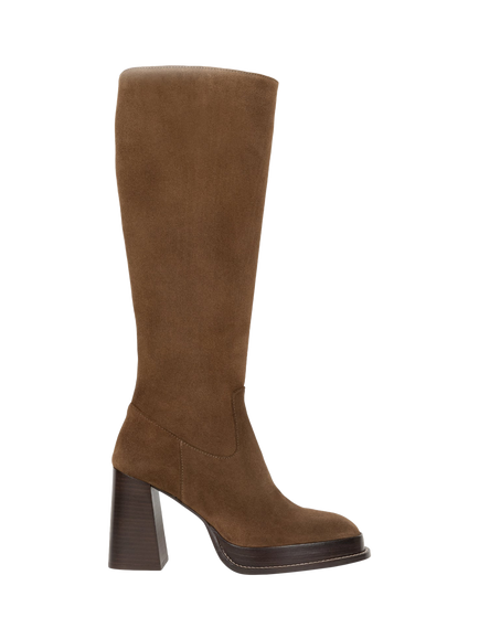 Bobbies Callie Platform Knee-High Suede Boots, Khaki Brown, Khaki Brown