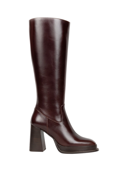 Bobbies Callie Platform Knee-High Leather Boots, Irish Coffee, Irish Coffee