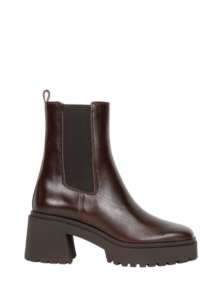 Bobbies Amara Leather Block Heel Chunky Ankle Boots, Mahogany, Mahogany