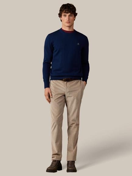 Hackett London Heritage Cotton Branded Crew Neck Jumper - view 2, Navy