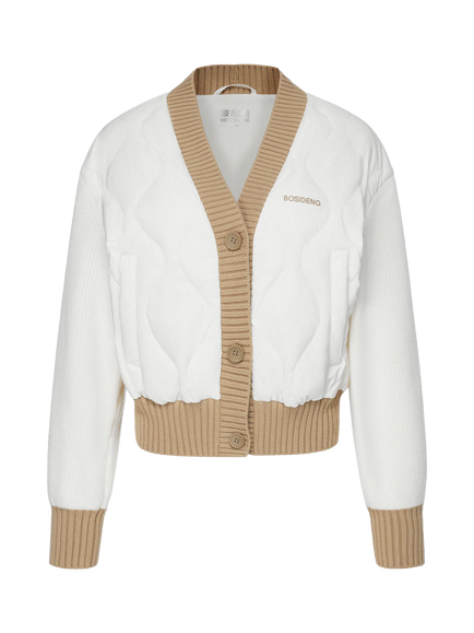 Bosideng Goose Down Contrast Cardigan, White, White