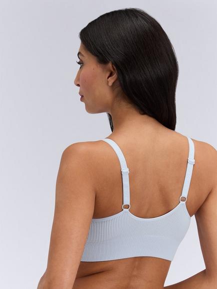 Boux Avenue Ribbed Bow Embroidered Nursing Bralette, Dove - view 2, Dove