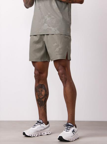 Gym King Debossed Camo 5" Shorts, Olive - view 2, Olive