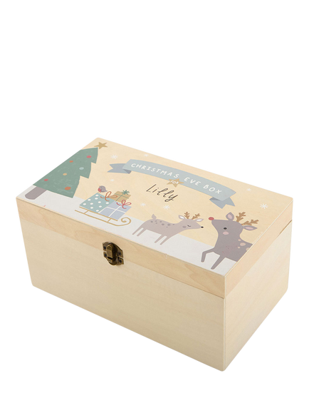My 1st Years Personalised Reindeer Christmas Eve Box, Wood