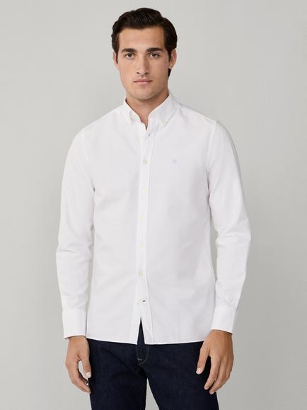 Hackett London Cotton Tailored Fit Washed Oxford Shirt, White