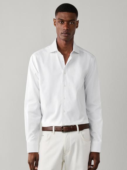 Hackett London Cotton Tailored Fit Formal Poplin Shirt, White