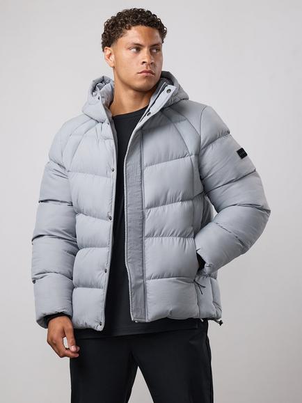 Gym King Men's Woven Puffer Jacket, Silver Grey