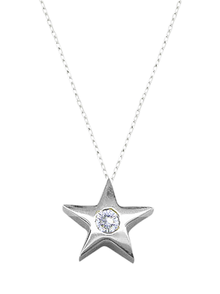 E.W Adams 9ct White Gold Star Diamond Pendant Necklace, White Gold, White Gold