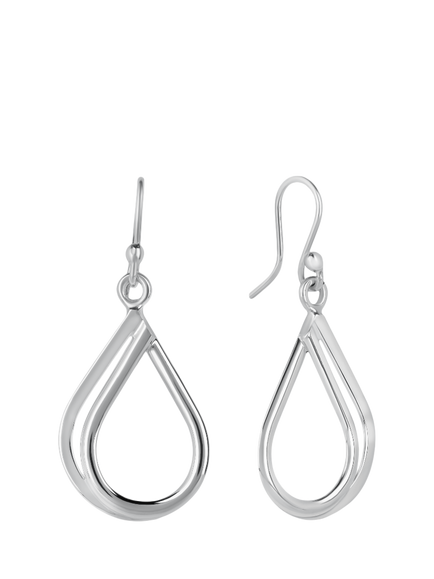 Andea Sterling Silver Cut-Out Teardrop Earrings, Silver