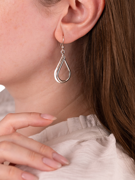Andea Sterling Silver Cut-Out Teardrop Earrings - view 2, Silver