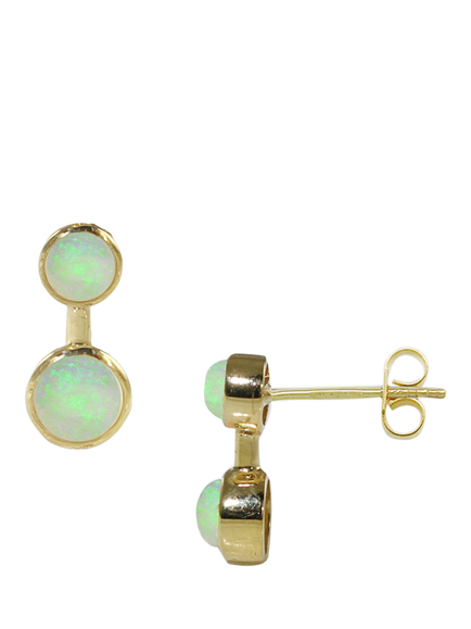 E.W Adams 18ct Yellow Gold Opal Stone Earrings, Gold