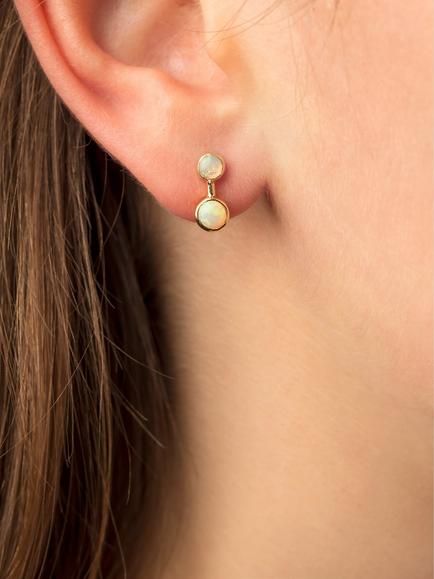 E.W Adams 18ct Yellow Gold Opal Stone Earrings - view 2, Gold