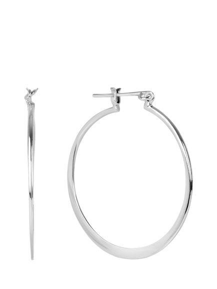 Andea Sterling Silver Large Hoop Earrings, Silver