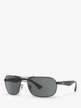 Ray-Ban 0RB3492 Men's Polarised Square Sunglasses, Black