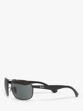 Ray-Ban 0RB3492 Men's Polarised Square Sunglasses, Black