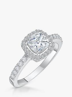 Jools by Jenny Brown Emerald Cut Cubic Zirconia Halo Ring, Silver, Silver