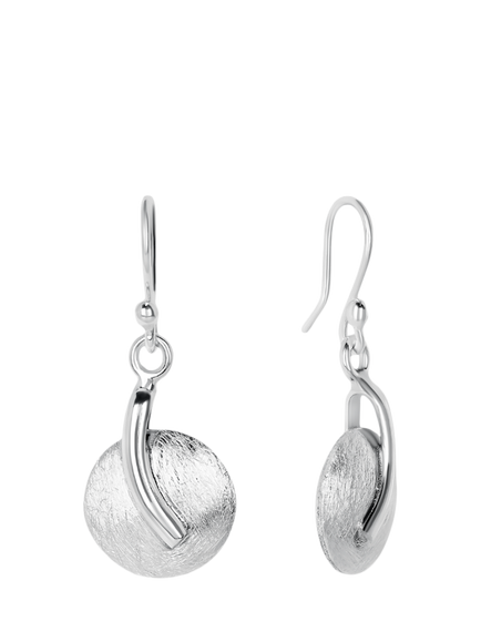 Andea Brushed Sterling Silver Deco Drop Earrings, Silver