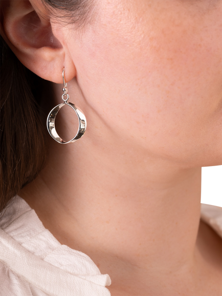 Andea Sterling Silver Simple Circle Earrings - view 2, Silver