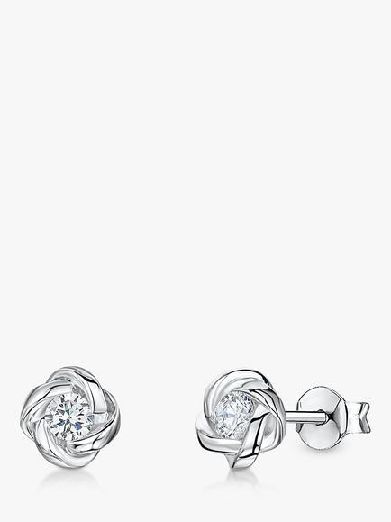 Jools by Jenny Brown Cubic Zirconia Flower Earrings, Silver, Silver